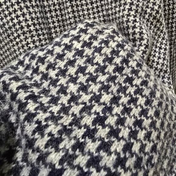 J Crew blue gray houndstooth lambs wool blend knit crewneck sweater mens large - Picture 7 of 10